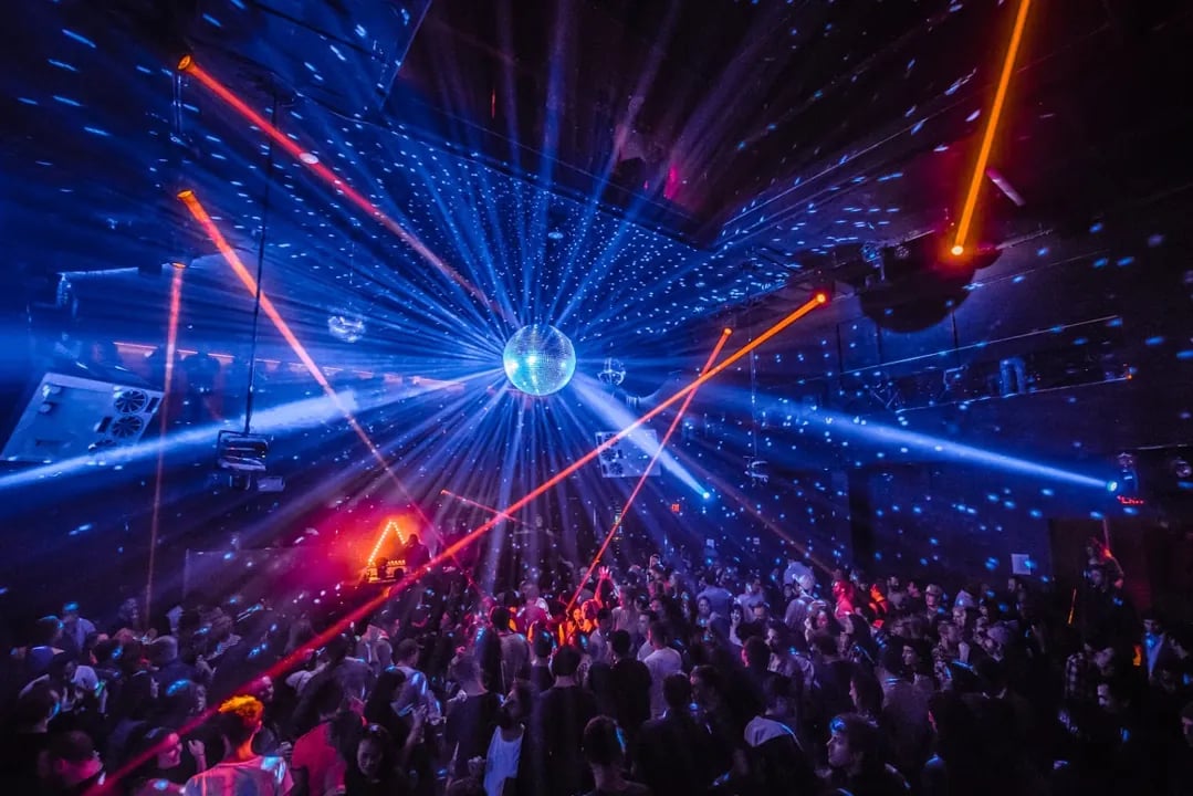 Interior shot of 1015 Folsom's main room during a packed electronic music event