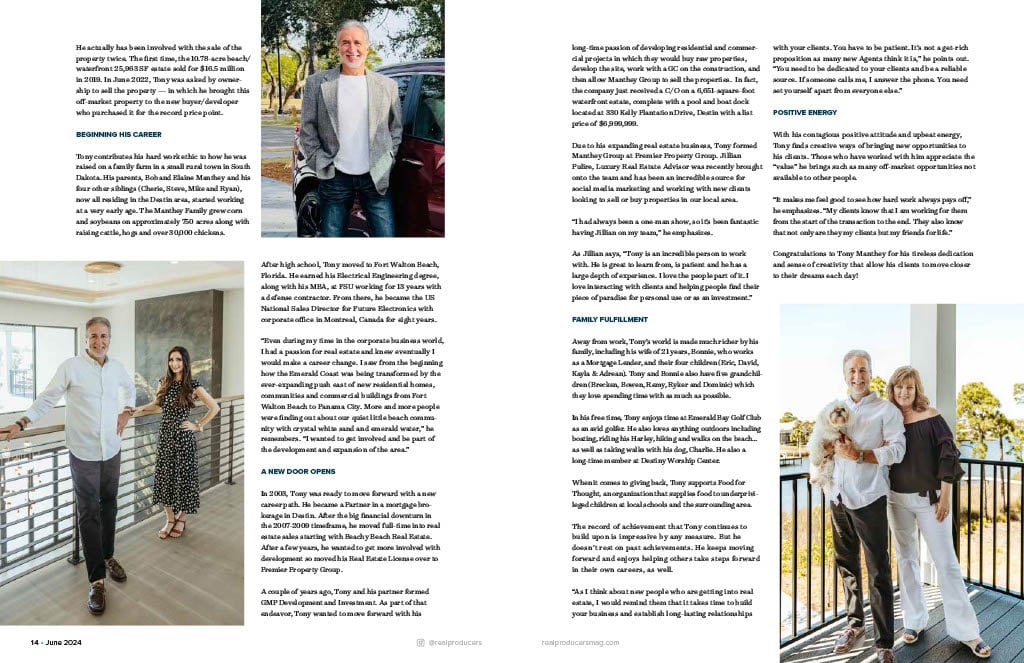 Tony was Featured Story for the Emerald Coast Real Producers Publication