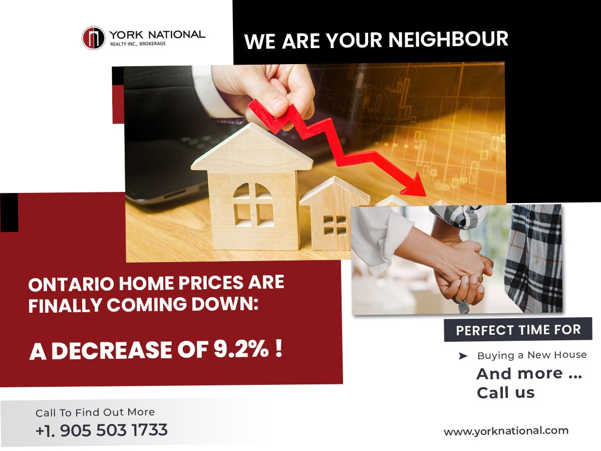 Ontario Home Prices are Finally Coming Down: A Decrease of 9.2% !