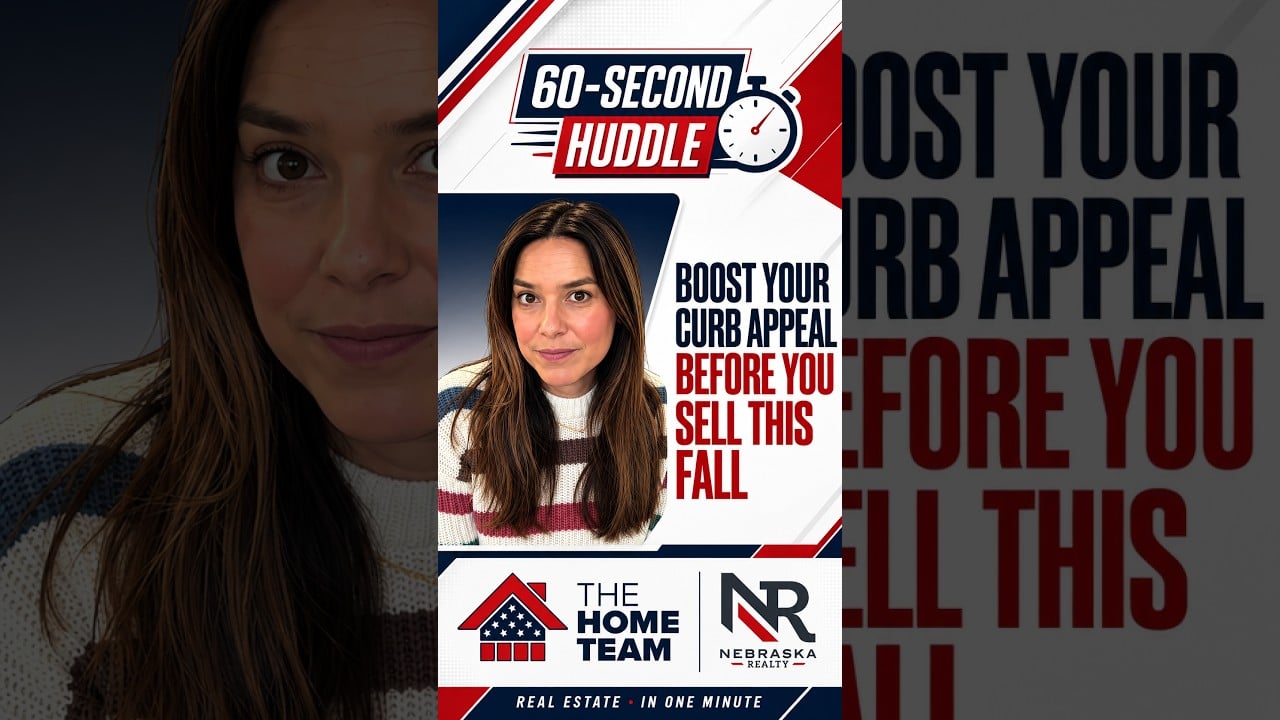 60-Second Huddle graphic featuring a real estate agent and fall curb appeal advice.