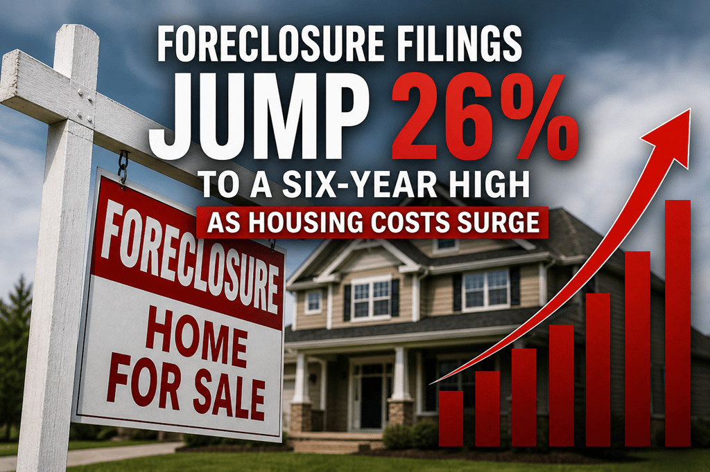 Foreclosure Filings Jump 26% to a Six-Year High as Housing Costs Rise