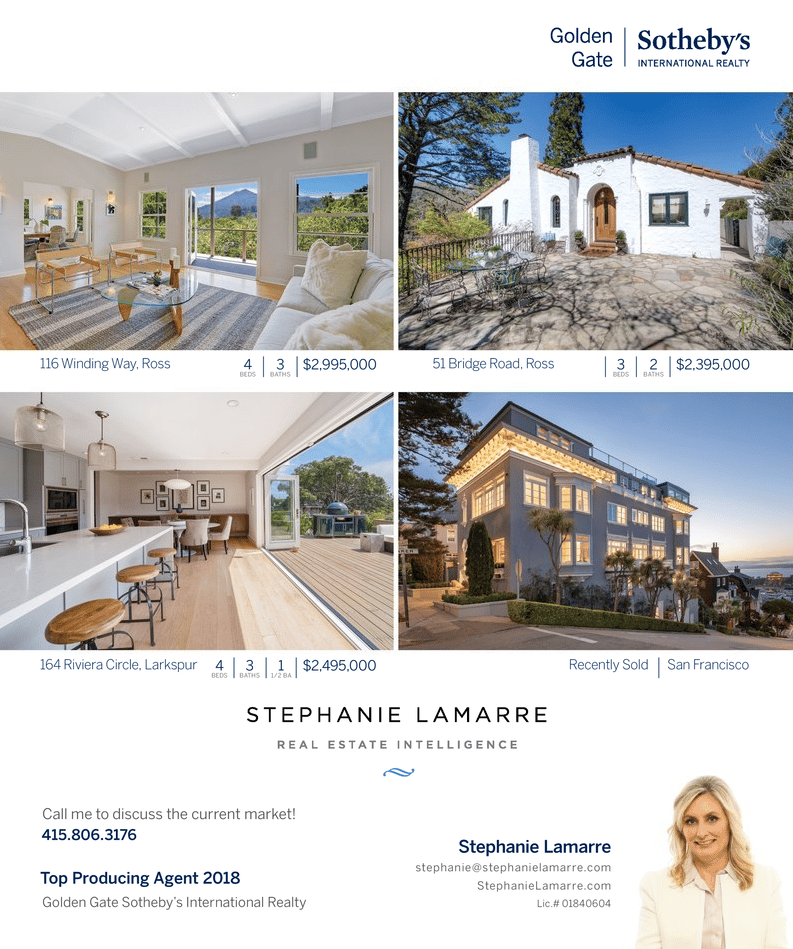 Stephanie Lamarre property advertisement in Marin Magazine, June 2019