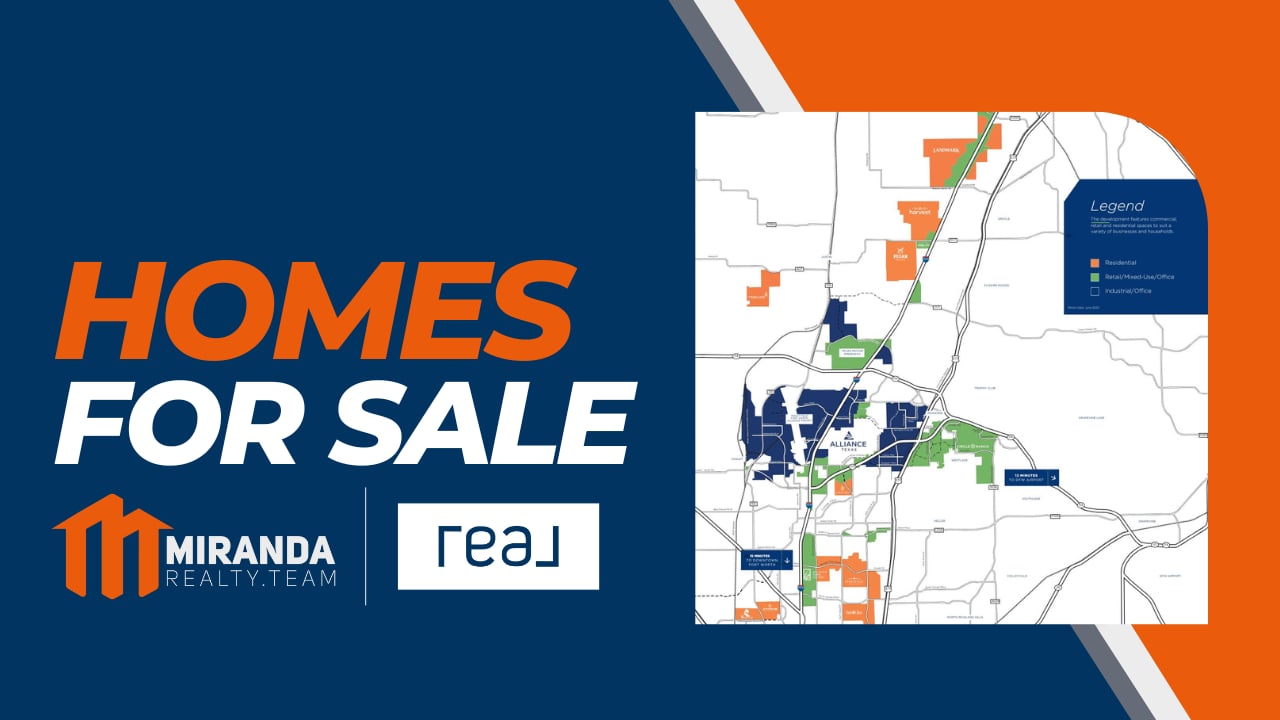 Alliance Texas homes for sale - Miranda Realty Team specializing in Denton County new construction and Alliance Corridor real estate in North Texas