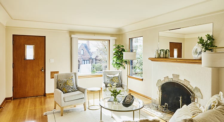 a bright and airy living room with a clean, minimalist design and a cozy atmosphere. 