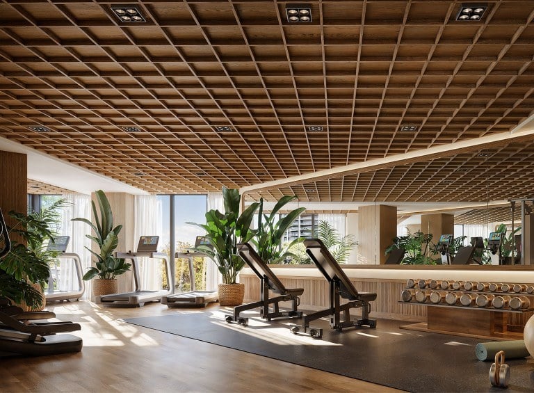 Rendering of fitness center at THE WELL Coconut Grove in Miami, Florida.