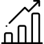 Bar chart with an upward-trending arrow