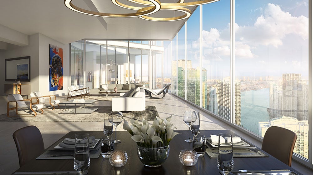 One River Point sky residence dining area and grand room 