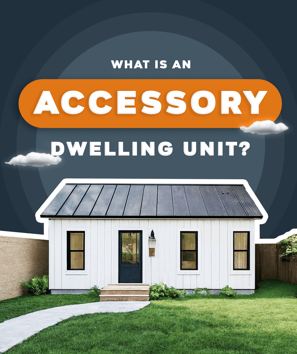 Graphic asking what an accessory dwelling unit is, above a small white detached dwelling.