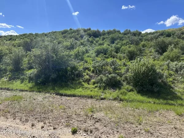 Brush-covered hillside above a rocky, undeveloped lot.