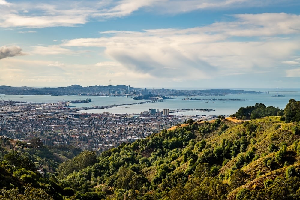 Modern Bay Area neighborhood with homes representing current mortgage rates and affordability trends.
