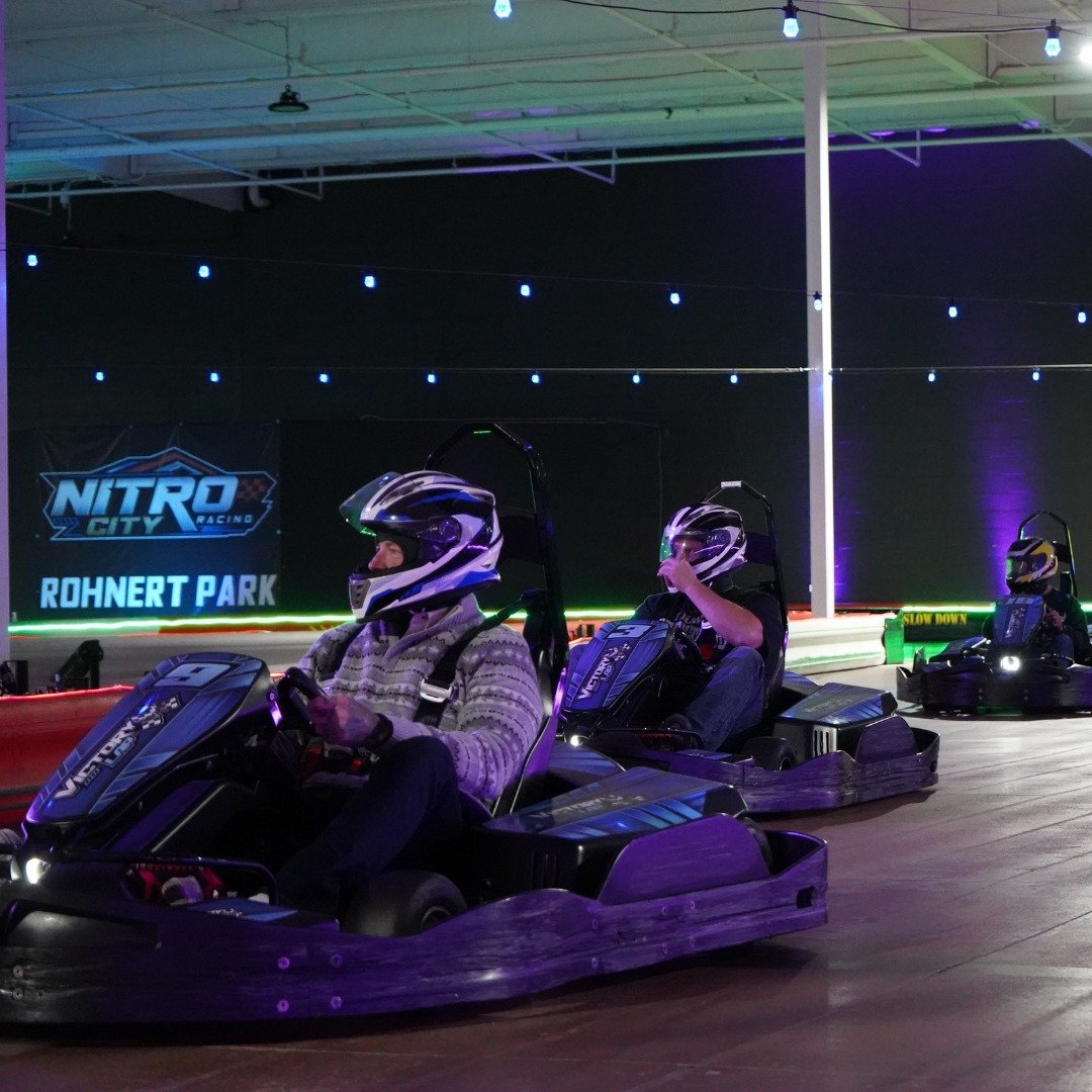 Indoor go-kart track and arcade games at Nitro City Racing Rohnert Park CA