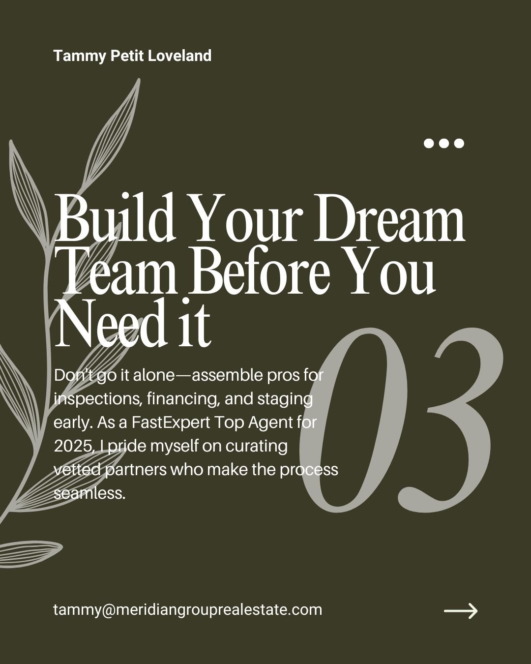 "Tip 3: Build Your Dream Team Before You Need It – FastExpert Top Agent 2025 Tammy Petit Loveland curates vetted pros for seamless luxury closings"
