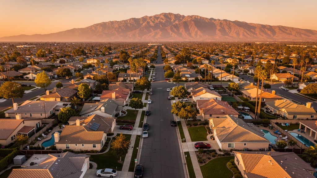 Tree-lined residential street with single-family homes in Northridge, San Fernando Valley