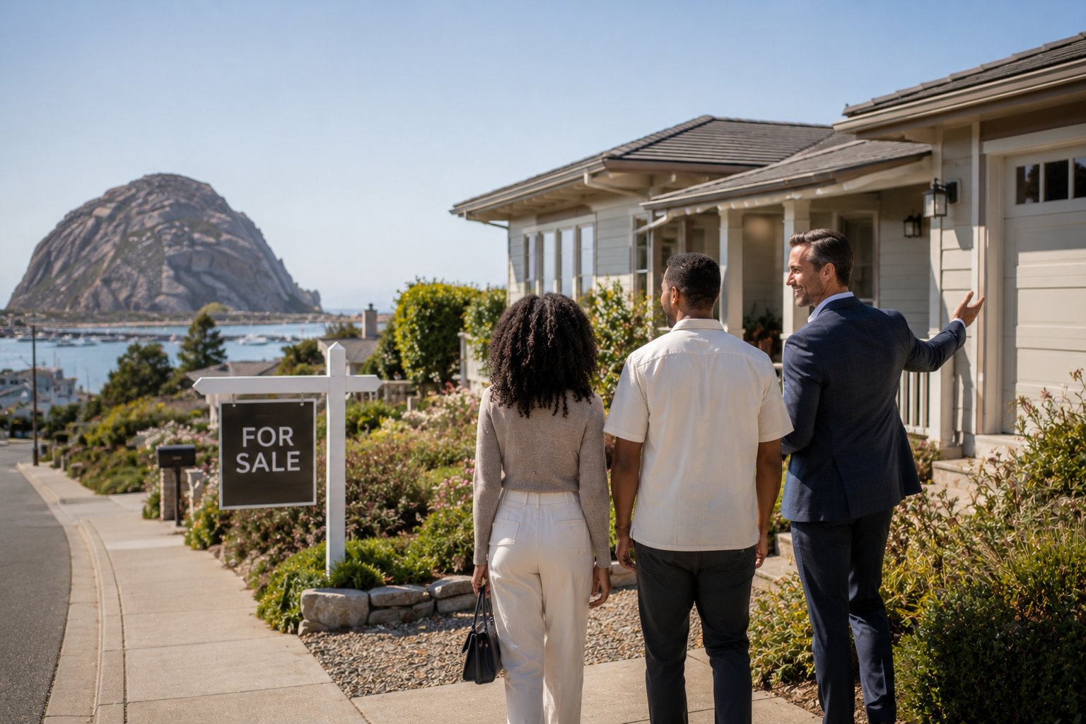 Home buyer exploring a neighborhood in San Luis Obispo County before making a purchase decision
