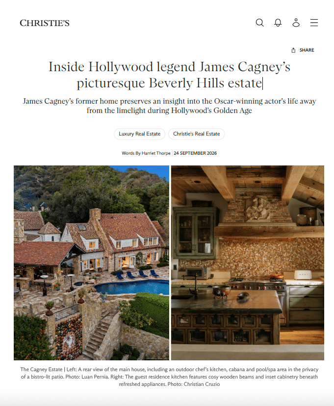 Inside Hollywood legend James Cagney’s picturesque Beverly Hills estate