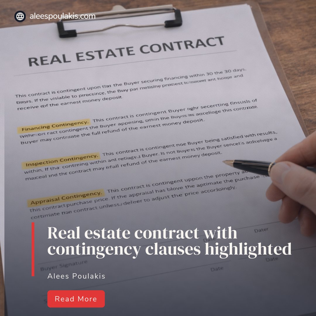 Real estate purchase agreement showing contingency terms
