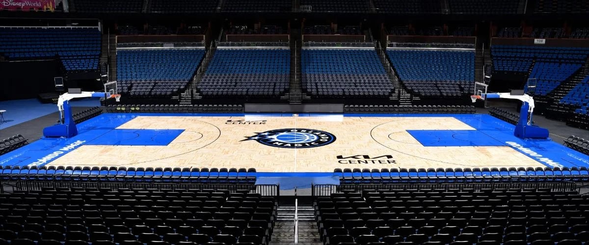 Orlando Magic basketball game at Kia Center in downtown Orlando.