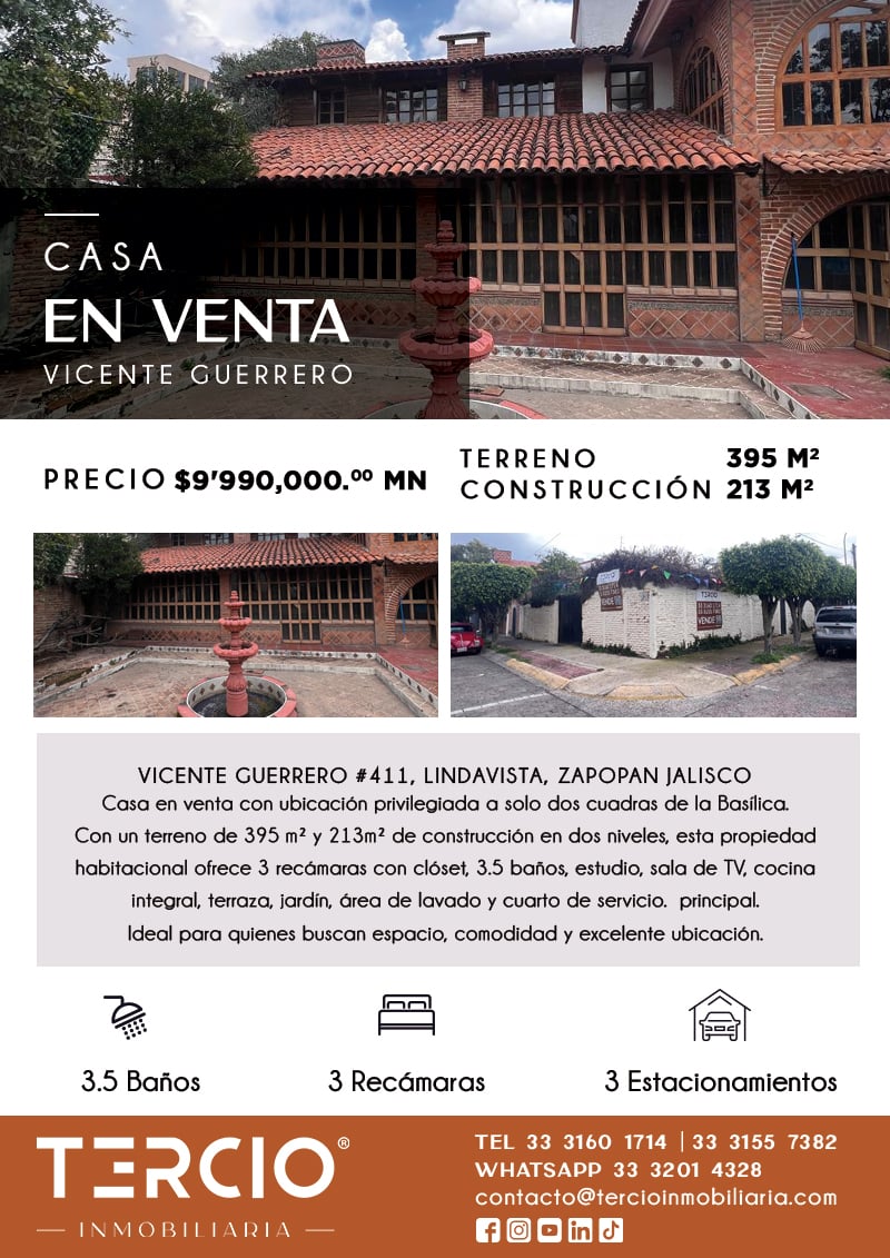 Casa en Venta Vicente Guerrero $9'990,000.0 MN