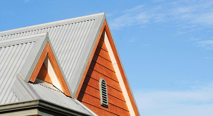 A close-up of a house roof with modern architecture.