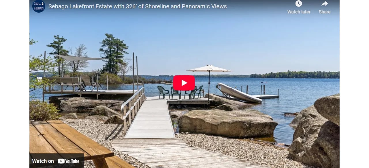 Sebago Lakefront Estate with 326’ of Shoreline and Panoramic Views