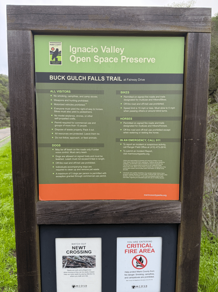waterfall trail Fairway Drive in Country Club Novato
