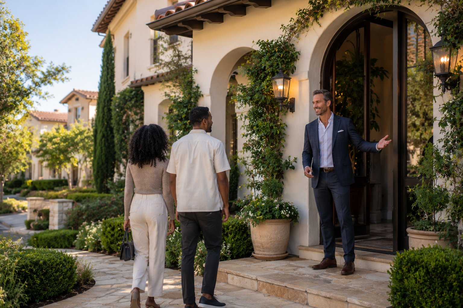 Home buyer exploring a neighborhood in San Luis Obispo County before making a purchase decision