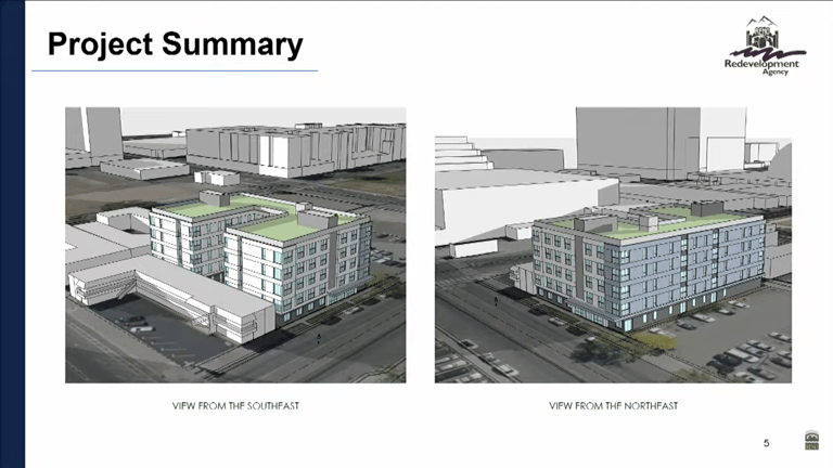 Rendering of the 521 Lake Street workforce housing project in downtown Reno, a planned 107-unit residential development supported by up to $3.1 million in tax increment financing