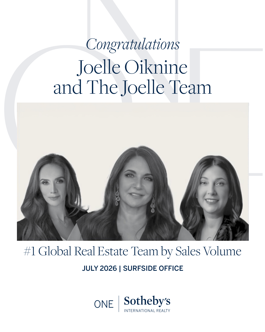 ​Recognized as the #1 Global Real Estate Advisor​s by sales volume for July 2026.