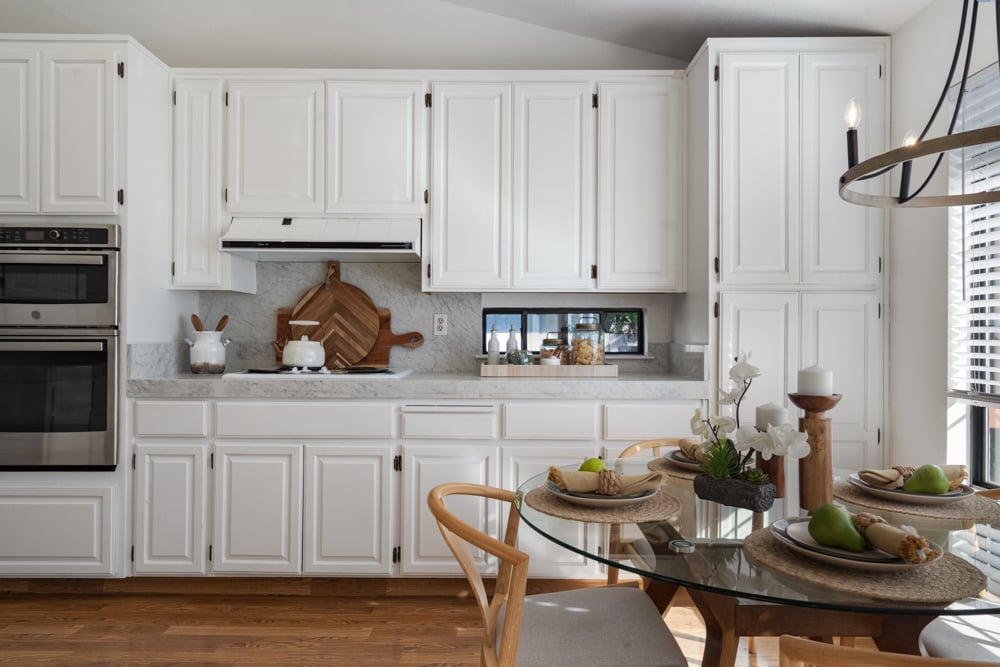 Kitchen with ample cabinet storage and counter space in Village East Petaluma