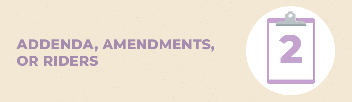 Addenda, amendments, or riders, section 2.