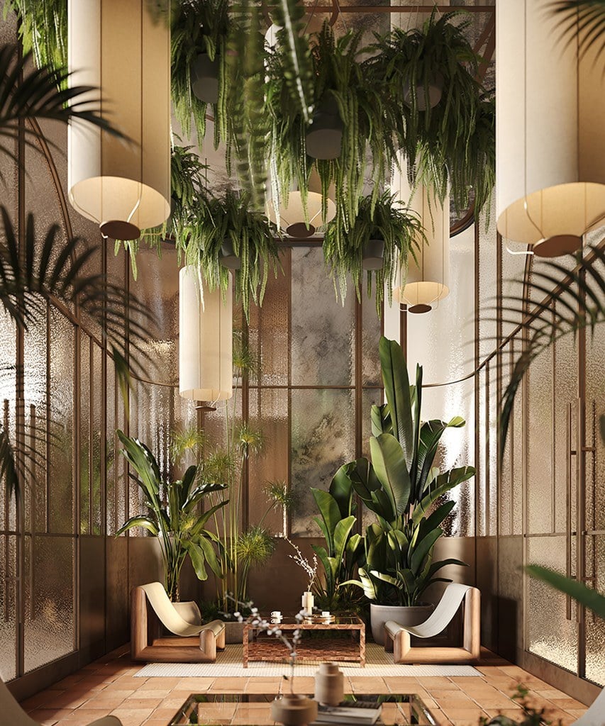 Rendering of conservatory interior at THE WELL Coconut Grove in Miami, Florida.