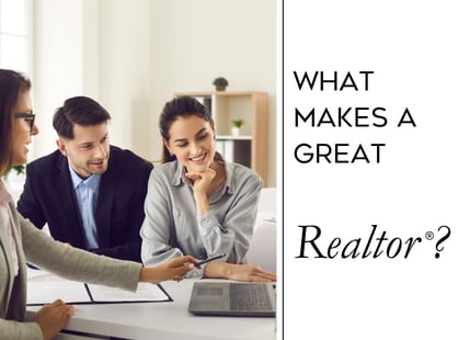 What makes a great Realtor? Three people discuss documents at a table.