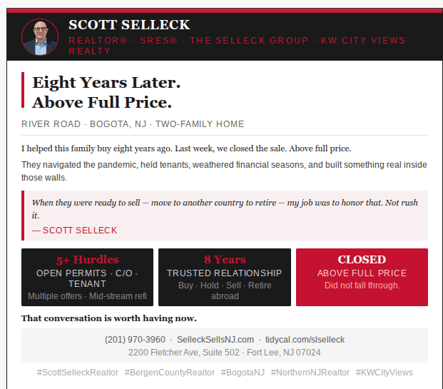 Eight Years, One 2-Family, Two Sales: A Two-Family on River Road in Bogota, NJ
