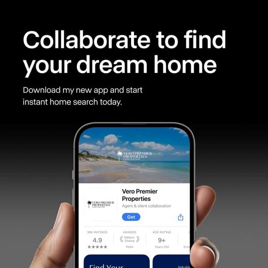 Vero Premier Properties mobile real estate app on the Apple App Store — the only realtor-owned app within 100 miles of Vero Beach