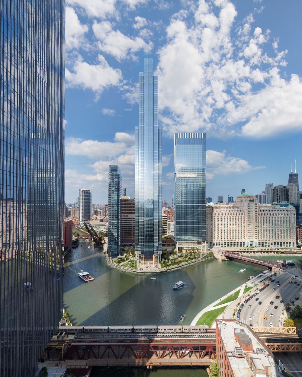 Chicago skyline with cranes and new construction projects in 2025, showcasing the city’s real estate growth and urban development.