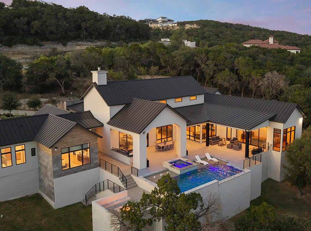 Custom luxury home in San Antonio Texas with architectural details and high-end finishes