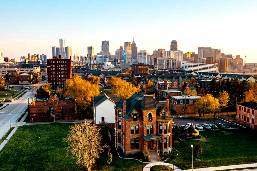 Brush Park Detroit homes and streets