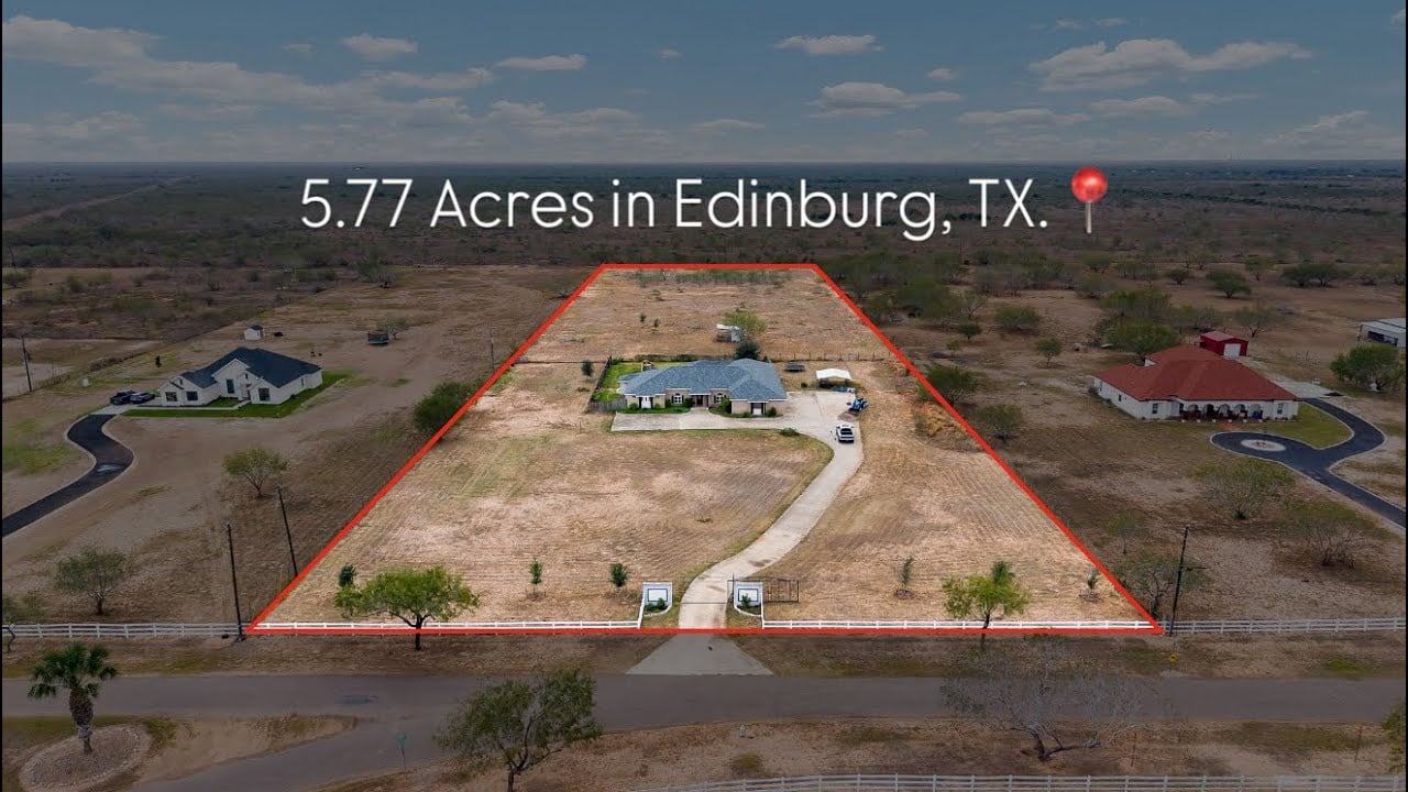 5.77 Acres in Edinburg, TX. | 4 Beds | 5 Baths | Pool | Media Room | 4,009 Sq Ft | $680,000