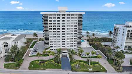 Beachfront condominium in East Boca, viewed from above with the ocean behind it.