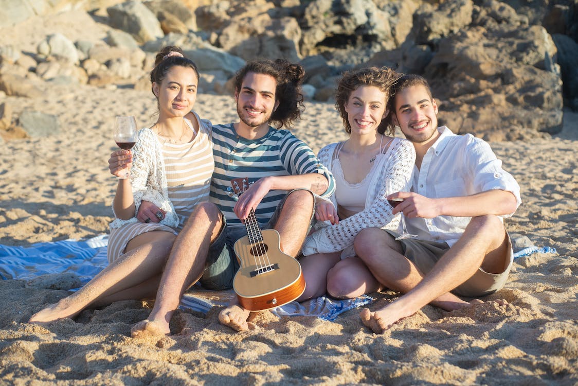 group of friend in a beach