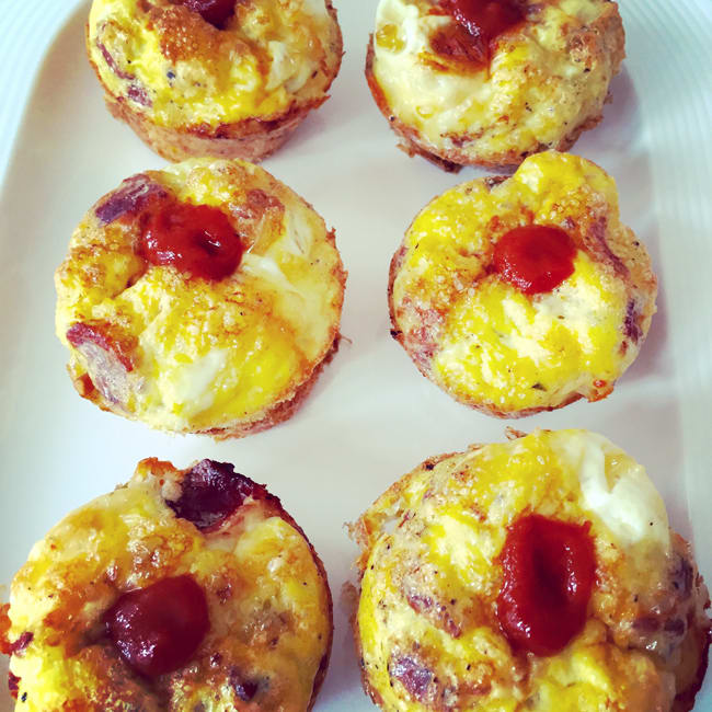 Sriracha, Egg, Bacon and Hash Brown Bites
