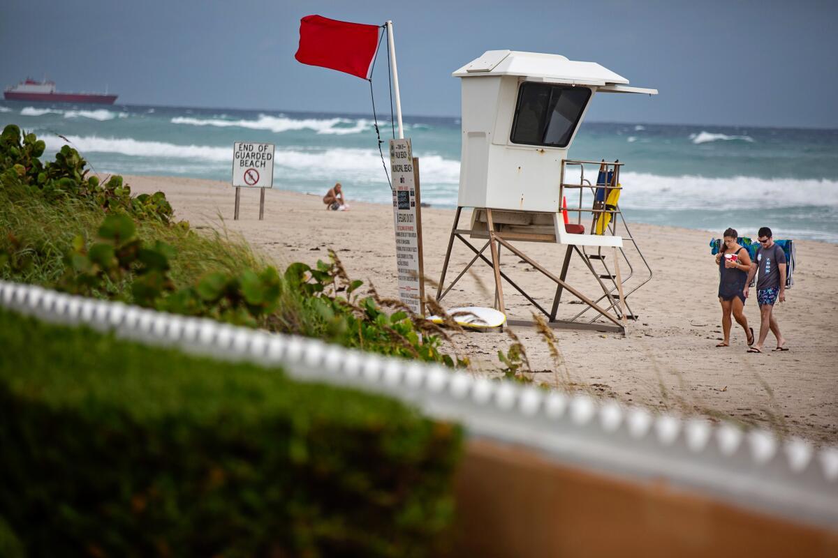 Beach safety warning near the Florida coastline