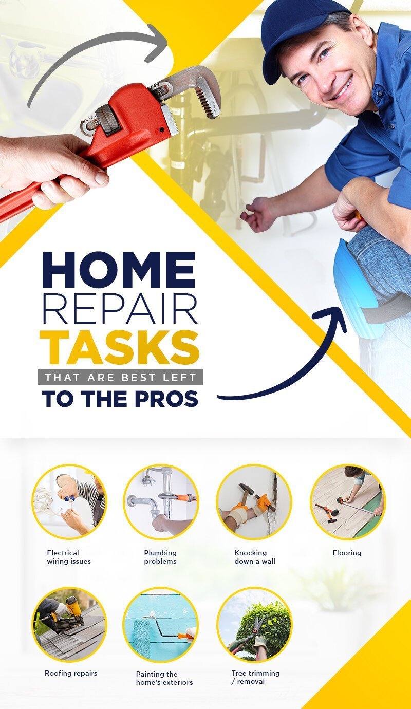 Infographic listing home repair tasks best left to professionals.