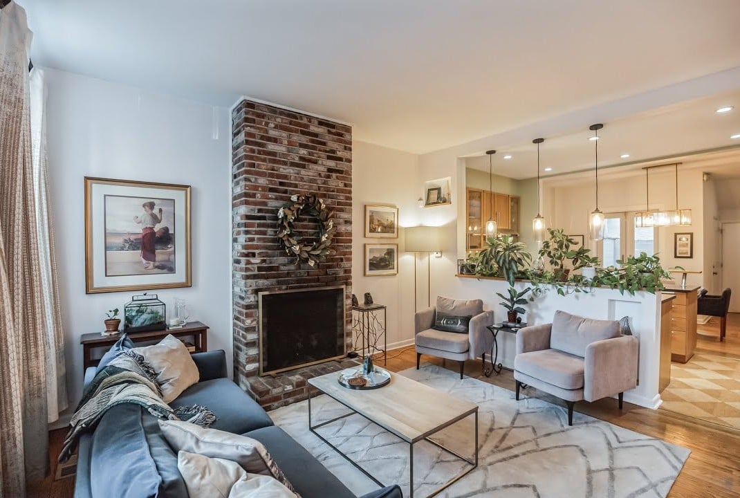 Home for sale in Philadelphia. Two fireplaces, vaulted ceilings