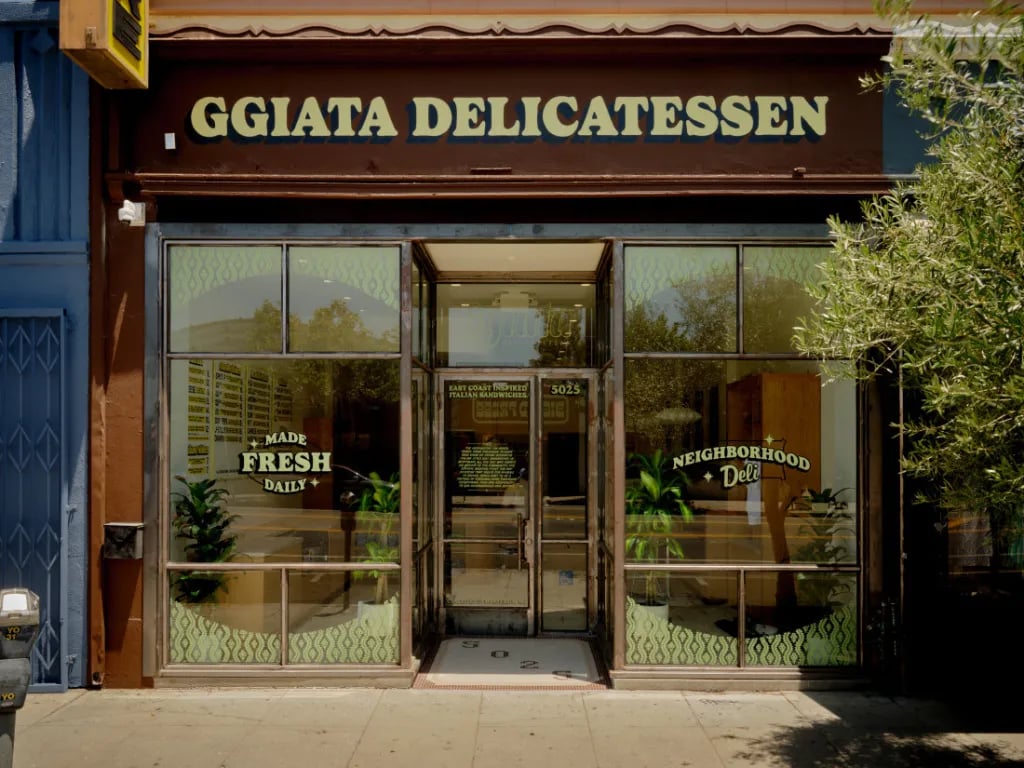 Exterior signage on 17th Street in Costa Mesa near the future Ggiata Delicatessen location