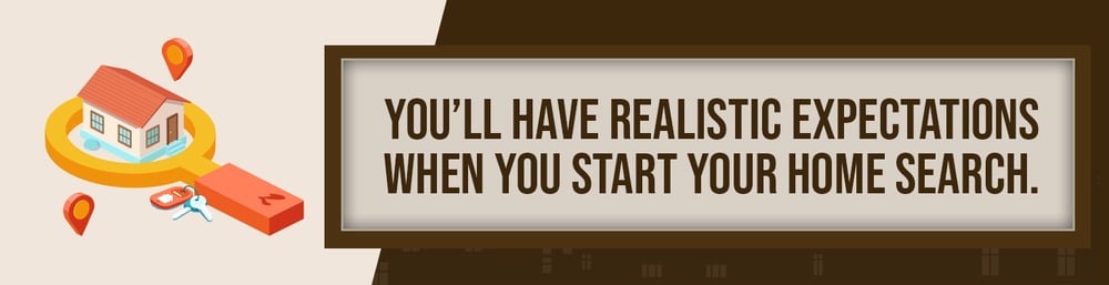 A house-search illustration accompanies the message: “You’ll have realistic expectations when you start your home search.”