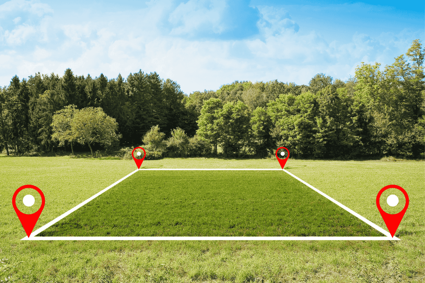 Land plot marked with boundary pins