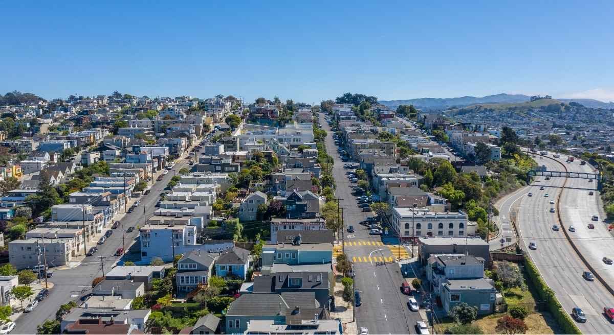 Aerial view of Potrero Hill in San Francisco