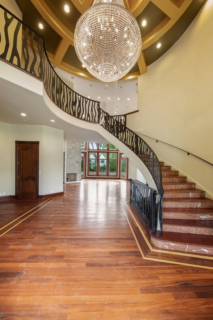 Brick And Stone Estate Situated On A Quiet Street In The Woodlands Of Hinsdale