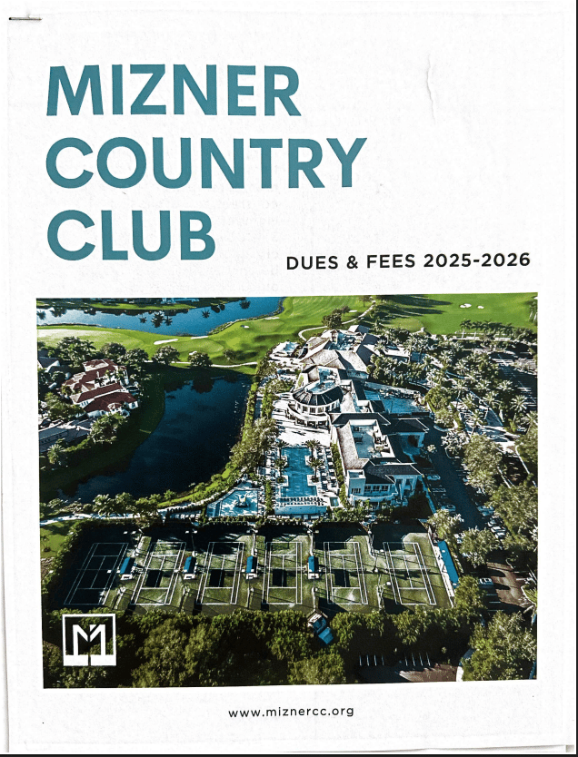 Mizner CC 2026 Dues and Fees